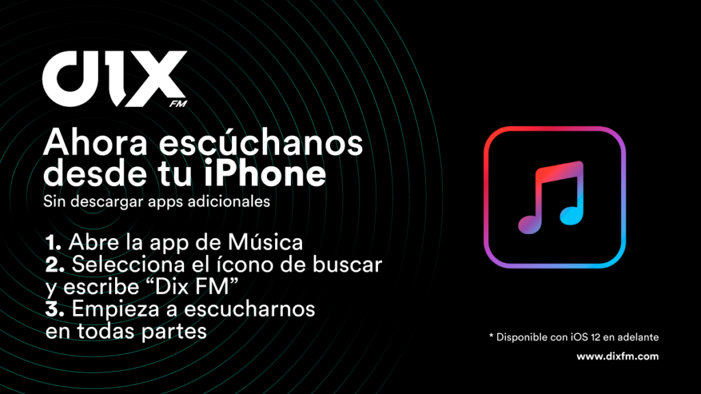 Escucha Dix FM desde tu iPhone sin descargar apps adicionales